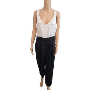 Socialite Large black and white onepiece full length pants chic trendy jumpsuit
